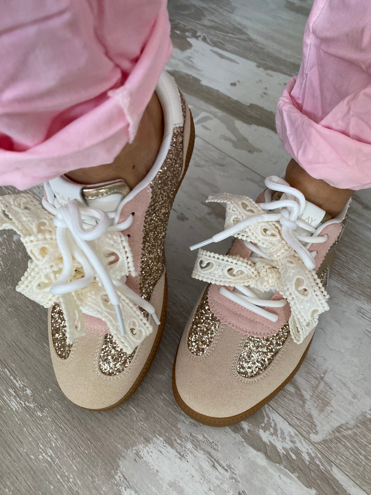 Sneakers femme rose pailletées