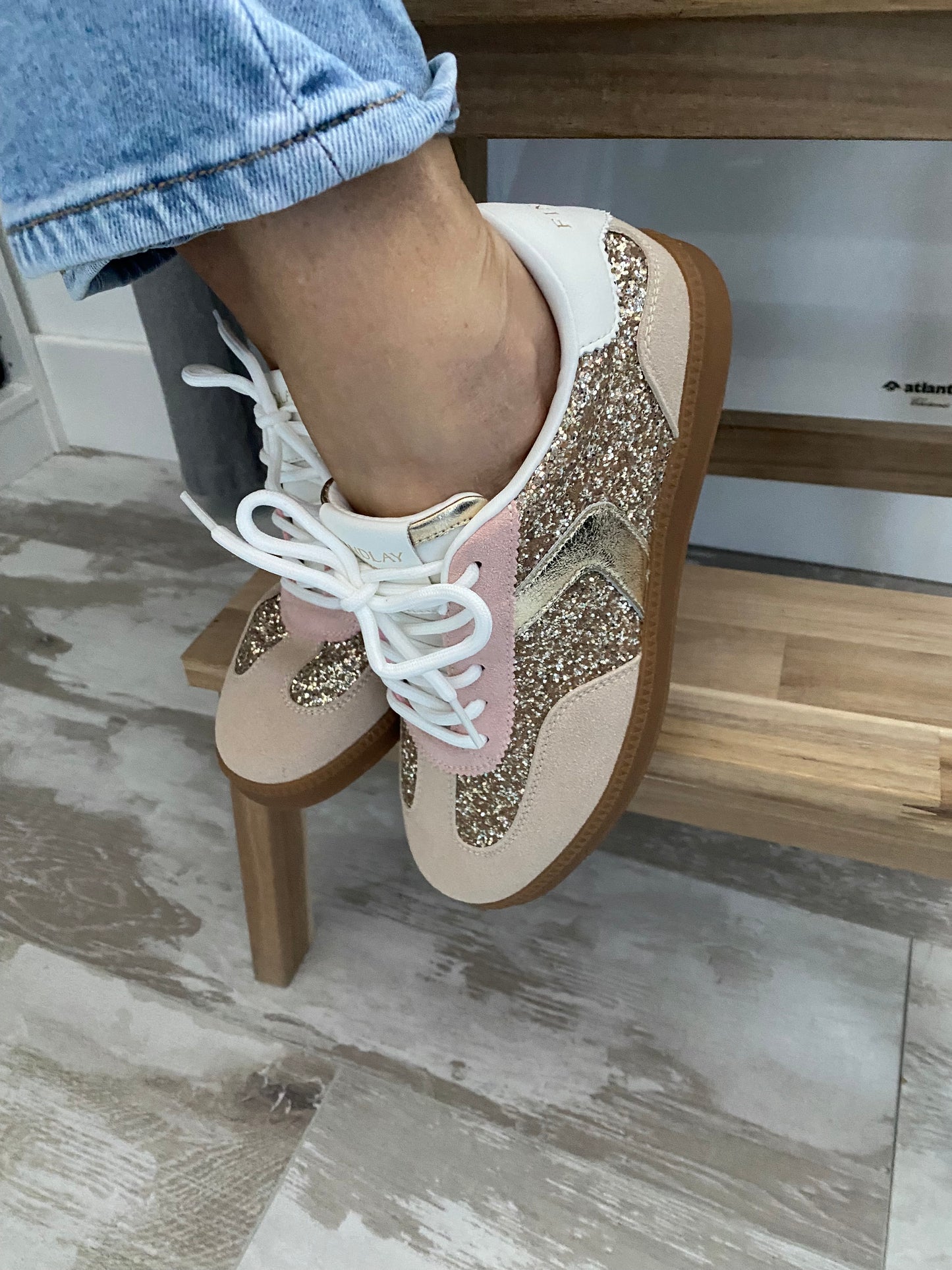 Sneakers femme rose pailletées