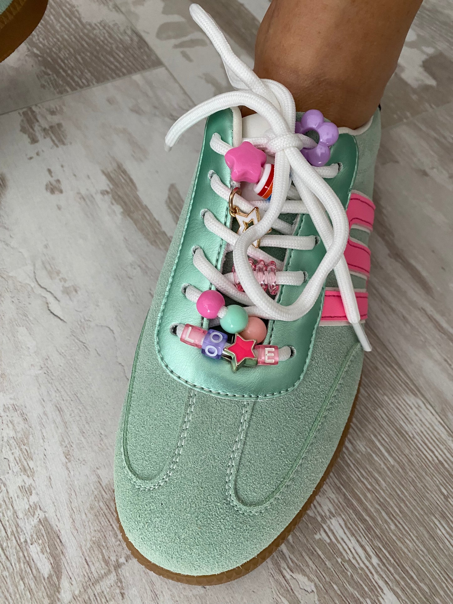 Sneakers femme vert pastel semelle gomme