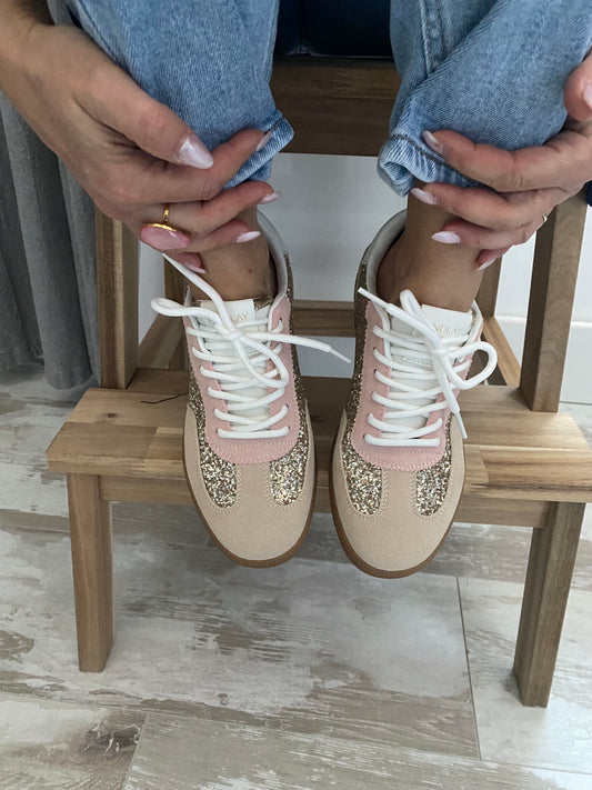 Sneakers femme rose pailletées